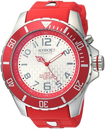 ! Power Stainless Steel Quartz Watch with Silicone Strap, red, 26 (Model: KY.55-029-R.15)