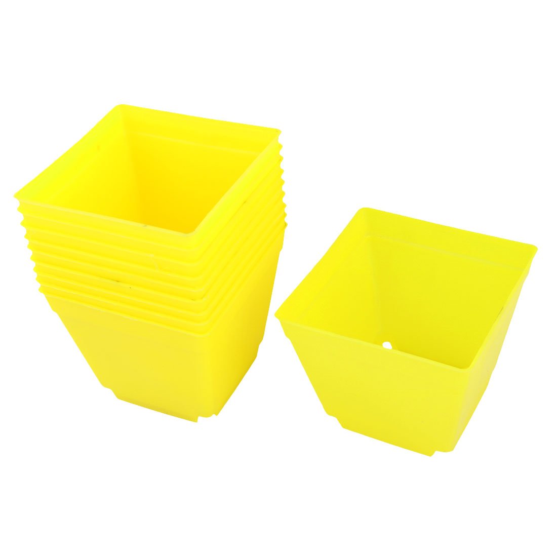Sourcingmap Plastic Coffee Shop Decor Square Flower Plant Pot Saucer Holder 4 x 4 Inch 10pcs Yellow