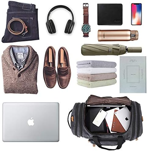 Plambag Travel Duffle Bag with Shoe Compartment 60L Canvas Duffel Overnight Weekend Bag(Dark Gray) 5 Plambag Travel Duffle Bag with Shoe Compartment 60L Canvas Duffel Overnight Weekend Bag(Dark Gray)
