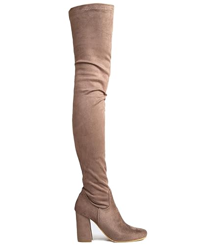thigh high taupe suede boots