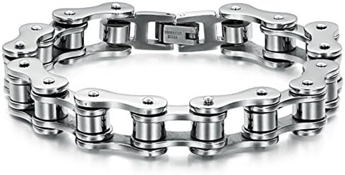 OFKPO Men Stainless Steel Bicycle Chain Bracelet Man Fashion Jewelry 8 Inches Length, Stainless Steel,Silver - Image 3
