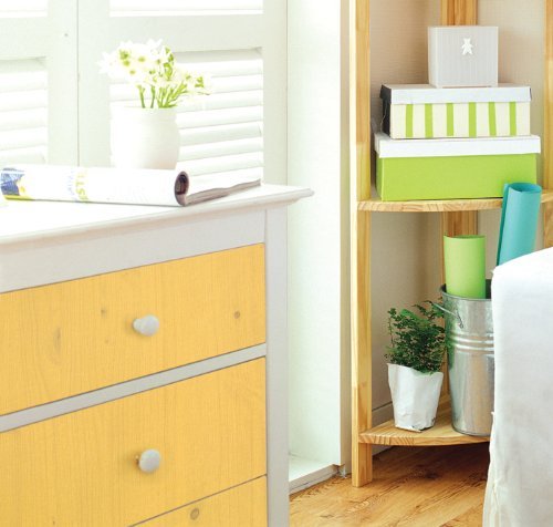 Peel & Stick Wood Pattern Wallpaper [DW-20 (Pastel Yellow) : 100cm(3.28ft) X 200cm(6.56 ft)] Wall Decor Self-Adhesive Wallpaper Multipurpose Shelf Liner