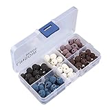 Linsoir Beads 125pcs/box 8mm Round Lava Rock Beads 5 Colors Mixed Natural Stone Beads Diffuser Jewelry Making Pack of 1 Box