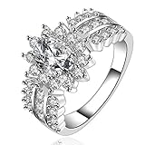 Fashion Elegant 925 Silver Jewelry Austrian Crystal Sunflower Lucky Ring Wedding Ring(Q)