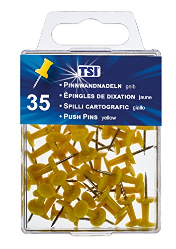TSI 48325 Push Pins, 35 Piece Pack Color: Yellow