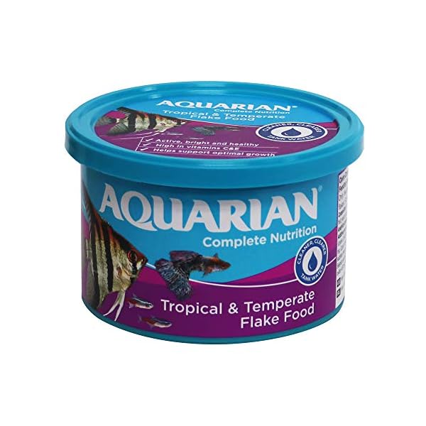 AQUARIAN Complete Nutrition, Aquarium Tropical & Temperate Fish Food Flakes, 50g Container