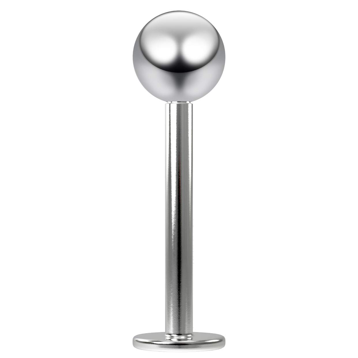 16g 1.2mm Implant-Grade G23 Titanium Labret Bar Lip Stud Monroe Piercing Jewellery 10mm Flat Back Ring 4mm Ball