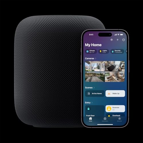 Apple HomePod Smart Speaker 2nd Generation, Siri Speaker + Power Cable + Apple 1 Year Limited Warranty (Midnight)