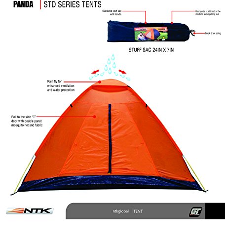 NTK Panda 2 Person 6.7 by 4.7 Foot Sport Camping Dome Tent 2 Seasons - Thumbnail 3