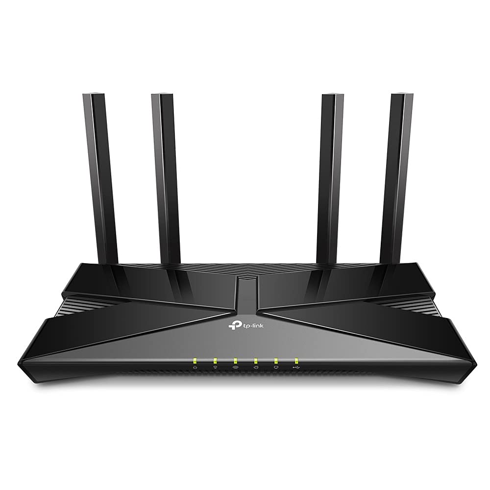 TP-Link Archer AX50 Wi-Fi 6 WLAN Router (2402 Mbps 5 GHz, 574 Mbps 2.4 GHz, 4 × Gigabit LAN Ports, 1 × USB 3.0 Port, HomeCare, Compatible with Alexa), Black