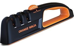 Orange Ninja Knife Sharpeners - 5 Adjustable Sharpening Angle- Premium Quality Kitchen Knife Sharpener - Handheld Knife Sharp