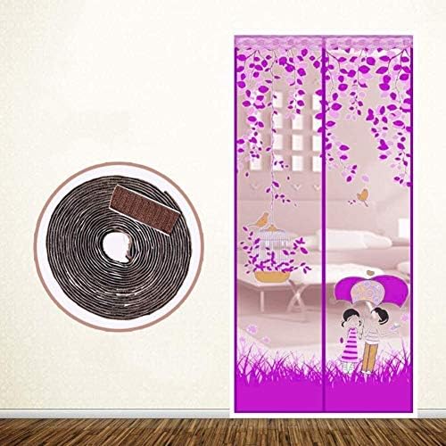 JN Anti-Mosquito Door Screen/Magnetic Screen DoorHook Loop Magnet Mosquito Curtain Living Room Bedroom Summer Mesh Curtain -Purple/Electromagnetic Shielding Door