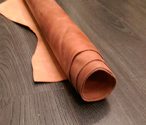 NAT Leathers Brown Cognac Tan Weekender Two Tone Upholstery Chap Cowhide 24 inch x 30 inch Cutting Piece Genuine Leather Hide Skin (24"x30") - Thumbnail 3