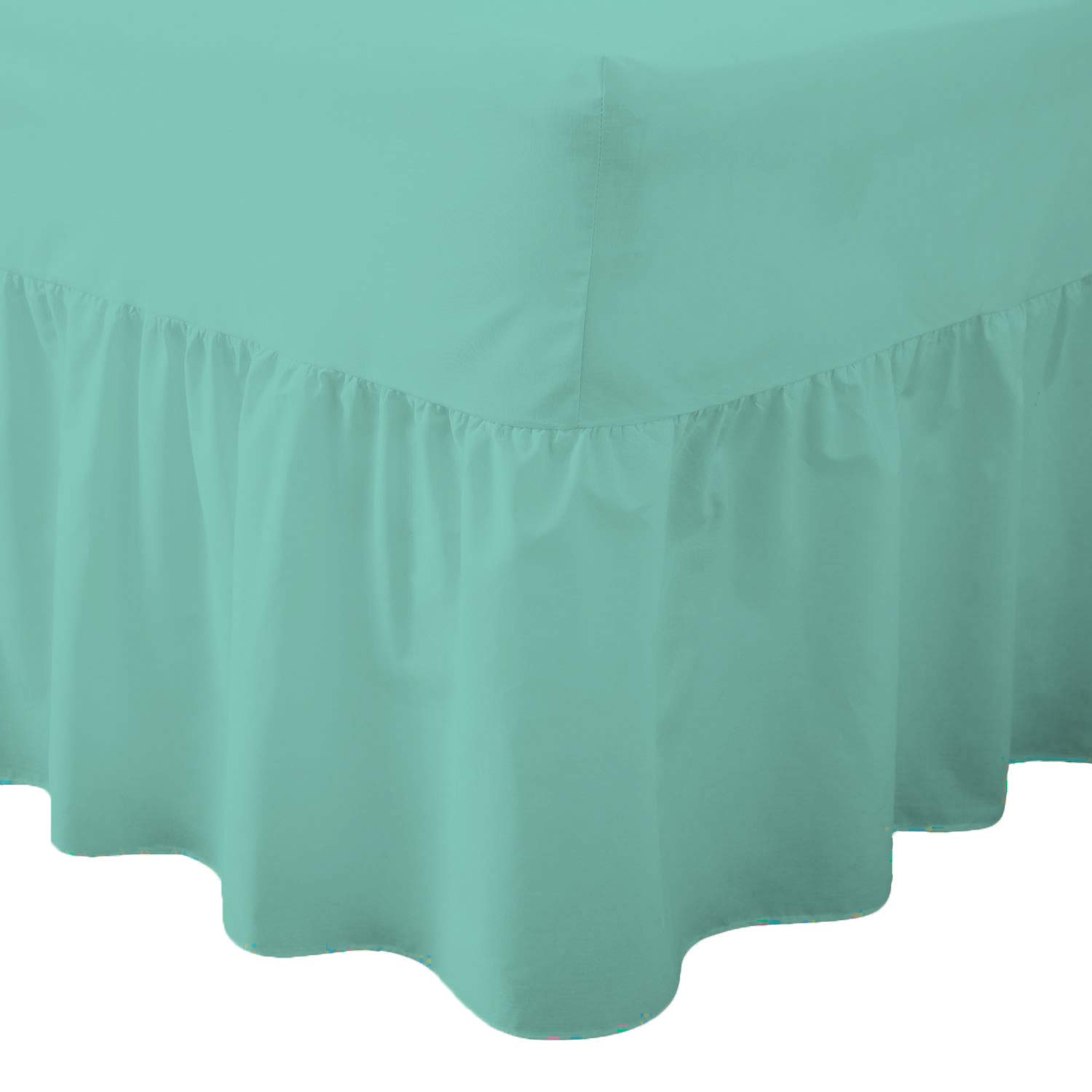 AmigoZone Plain Pollycotton Valance Fitted Sheet Or Pillow Pair Cases (Single, Mint Green)