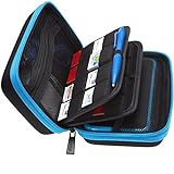 BRENDO Hard Carrying Case for New Nintendo 2DS XL + Large Stylus, Fits Wall Charger, 24 Game Cartridge Case Holder, Large Accessories Pocket - Black + Turquoise