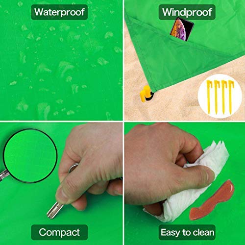 Gamegie Sand Proof Beach Blanket, Large Sand Free Beach Mat Oversized Waterproof Outdoor Sandless Mat Compact and Lightweight Sand Blanket