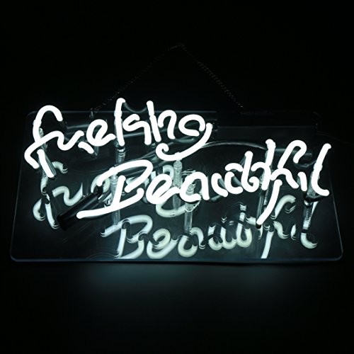 Neon Light Fuking Beautiful Signs Handmade Real Glass White Wall Sign 14" x 9" Artwork Neon Lamp Bedroom Beer Pub Hotel Party Garage Decor Lights - Thumbnail 5