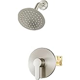 WRISIN Shower Faucet Set Brushed Nickel, Shower Valve Kit with 6 Inch Showerhead