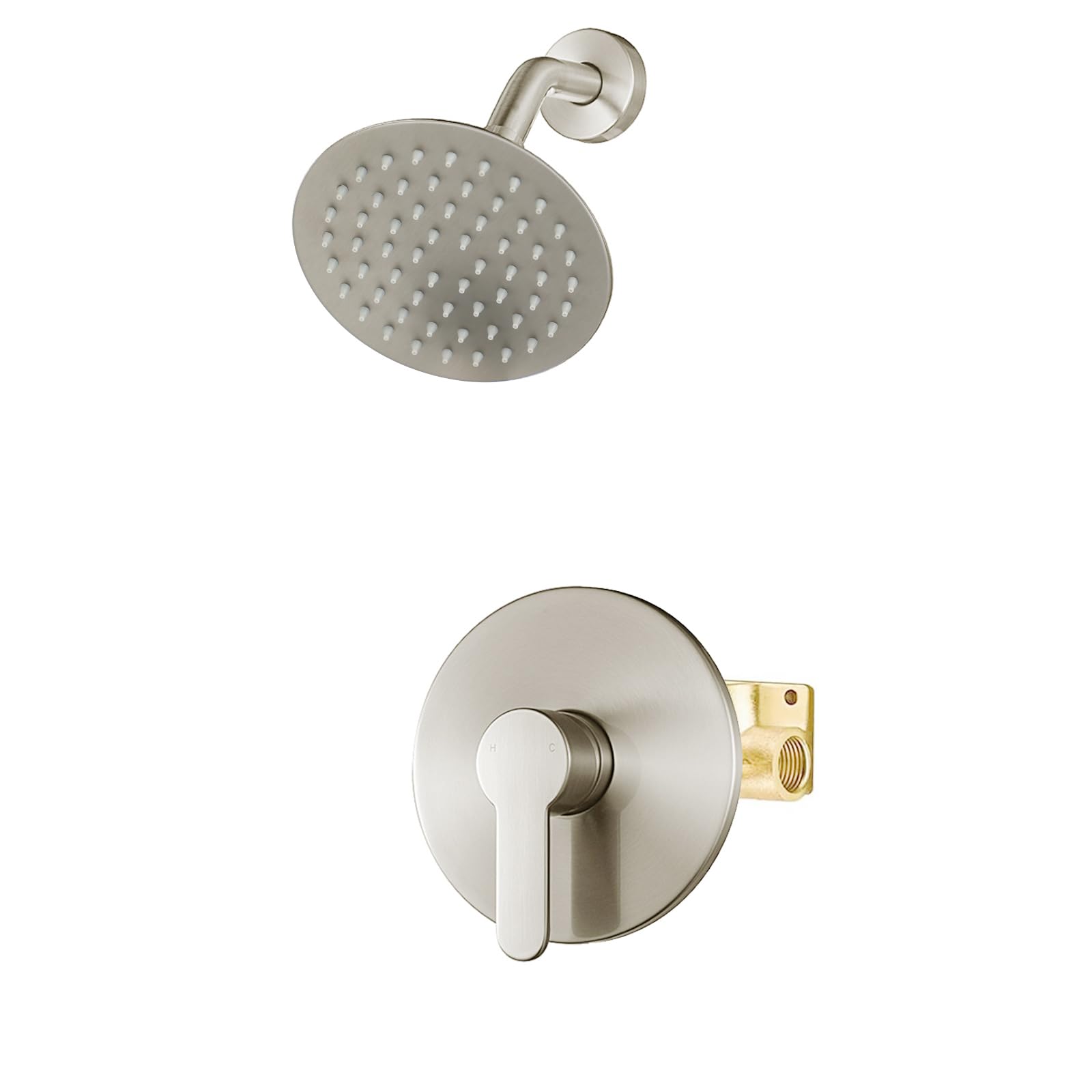 Photo 1 of WRISIN Shower Faucet Set Brushed Nickel, Shower Valve Kit with 6 Inch Showerhead