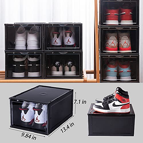Clemate Shoe Box,Set of 6,Shoe Storage Boxes Clear Plastic Stackable