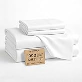 SGI bedding 1000 Thread Count Sheet Set Queen - 100% Egyptian Cotton Sheets – 18" Luxury Deep Pocket Bedding - Soft, Breathable & Premium - Hotel Sheets - White