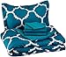 Amazon Basics Lightweight Microfiber Bed-in-a-Bag Comforter 5-Piece Bedding Set, Twin/Twin XL, Teal Trellis, Printed
