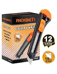 Lnchett   Juego de cuchillos retráctiles para cajas de cartón y cajas (12 unidades, cuchilla afilada de 0.709 in, mecanismo suave, perfecto para oficina y uso doméstico)