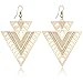 Happy Source Special Jewelry Double Triangle Hollow Dangle Earrings Gold Tone