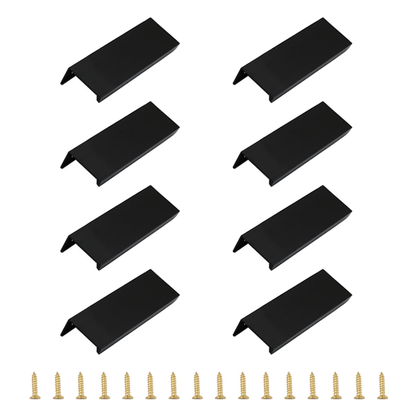 MOROBOR Modern Style Drawer Handle, 8pcs Aluminum Alloy Invisible Handle for Cabinet Hardware Drawer (Black, 80mm)