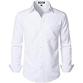 JEMITOP Men's Stretch Regular Fit Long Sleeve Dress Shirts Lightweight Business Casual Button Down Shirts with Pocket