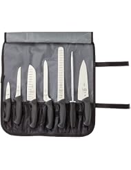 Mercer Culinary Millennia 8-Piece Knife Roll Set, Black Handles