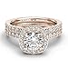 14KT Rose Gold 1.38 CT Halo Diamond Engagement Ring Bridal Set Cushion Wedding Band Amcor Design