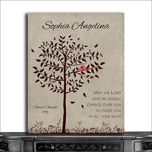 9.5x12 Metal Art Print Personalized Gift for First Communion Confirmation Christening for Girl Name and Date from Gift from Godparents for Goddaughter Brown and Beige Custom Wedding Art