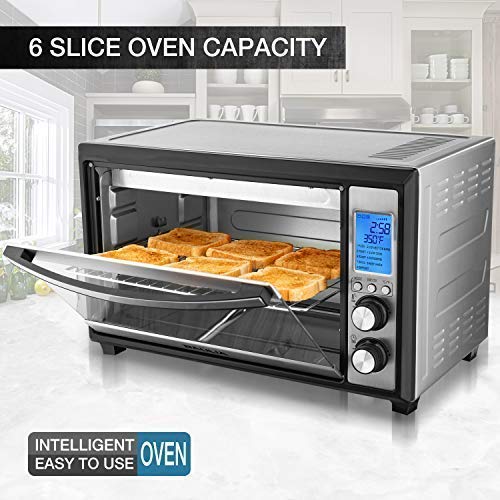 Baulia TO809 Digital Countertop Toaster Oven, 12 Inch Pizza 33 Liter Compact Convection Oven | Stainless Steel Even Heat Technology | 9 Pre-programmed One-Touch Functions, 6-Slice, 1600W