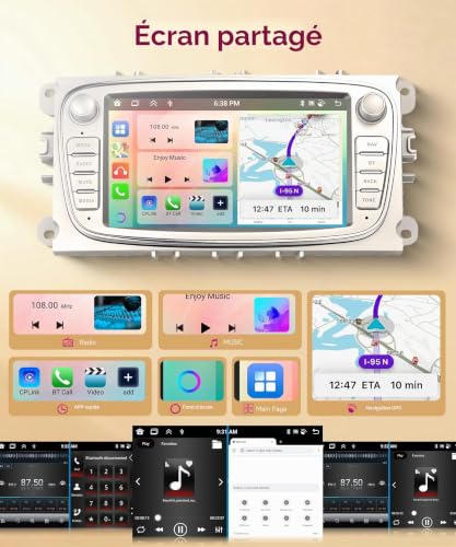 6G+128G 8 Core Wireless Carplay Android Car Radio for Ford Focus II MK2 Mondeo S-Max C-Max Galaxy 7 Pollici Car Radio Android Auto GPS WiFi Mirror Link Bluetooth FM/RDS/DSP/SWC Telecamera Posteriore