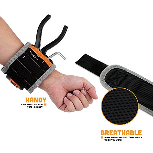 Stellar JAKEMY JM-X5 | 14.6 inch | Magnetic Wristband | 5 Strong Magnets 2 Pockets | Handyman Tool | Best DIY Gift - Thumbnail 2