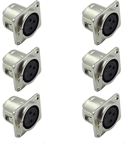 Uxcell 6-Pack XLR Female Panel Mount Jack – Microphone Adapter Connector (YL3055)