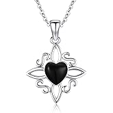 Twoowl Witches Knot Necklace 925 Sterling Silver Black Onyx Witch Pendant Necklace Celtic Knot Amulet Wiccan Pagan Protection Jewelry Gifts for Women