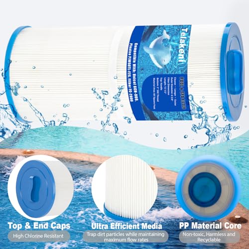 Telakeni 6CH-960 Spa Hot Tub Filter Replaces Jacuzzi Filters J-300 J-400, Unicel 6CH-960, Pleatco PJW60TL-F2S, 14081, Filbur FC-2800, 6540-476, 6540-383 (2 Pack)