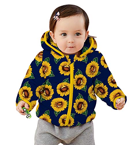 RAISEVERN Kleinkind Baby Kinder Blumenmäntel Little Boy Girl Winter Kapuzenjacke Dick Halten Sie den warmen Oberbekleidungsmantel für 0-3 Jahre