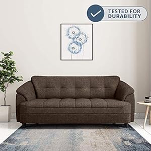 Amazon Brand – Solimo Newport Fabric 3 Seater Sofa (Brown)