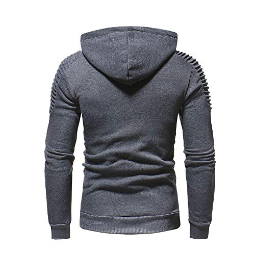 IG Back Men's Hoodies Sweatshirt Pullover Long Sleeve Pleated Raglan Pocket Hooded Tops Outwear Sweater - Thumbnail 3