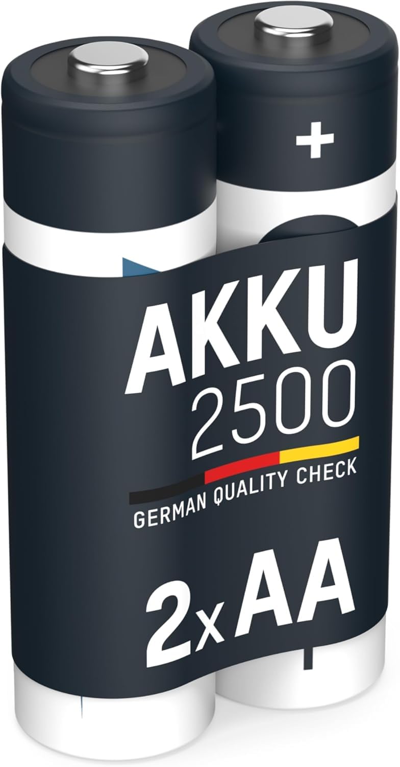 ANSMANN 5035432 AA Rechargeable Batteries [Pack of 2] 2500 mAh NiMH High Capacity & Low Self Discharge AA Type Size Battery For Toys, Cameras, Flash Units, Cordless Phones, Remote Controls, Game Consoles