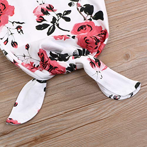 Newborn Baby Floral Sleeping Gown Swaddle Sack Coming Home Sleepwear Romper Sleeping Bags Outfit (White, 0-18 Months)