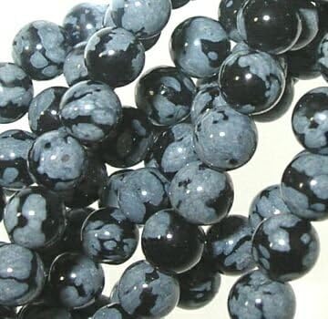 4mm Snowflake Obsidian Round Beads