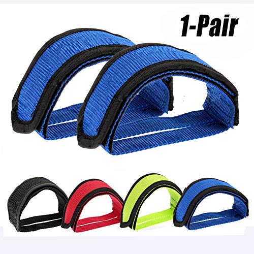 Ueasy Foot Pedal Straps, Bike Pedal Straps Pedal Toe Clips Straps Tape for Fixed Gear Mountain Bike Beginner (Blue - One Pair)