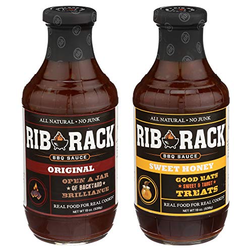 Rib Rack All Natural BBQ Sauce, Original & Sweet Honey Variety Pack - 2 Count
