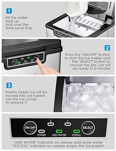5 Countertop+Ice+Maker+Aicok+Stainless