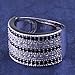 A ANGG 925 Sterling Silver Women Rings with White Cubic Zirconia and Black Spinel High Polish Vintage Statement Rings for Women Girls as Gifts Size 6-10