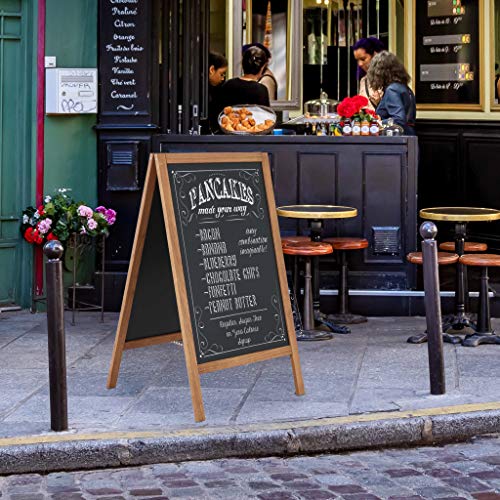 DISPLAY SALES - 540 x 950mm Weatherproof Wooden Easel | Magnetic Restaurant Whiteboard | Outdoor Notice Boards in Dark Beech | Large Chalkboard